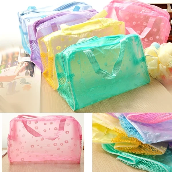 

1pcs/lot Hot Floral Print Transparent Waterproof Makeup Make up Cosmetic Bag Toiletry Bathing Storage Pouch