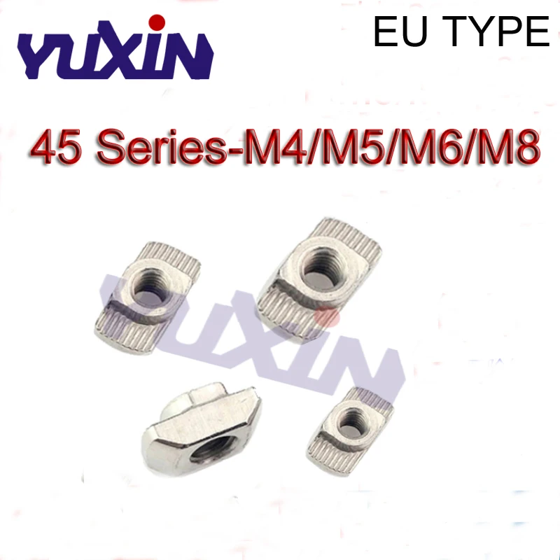 

100/50Pcs 45 Series M4/M5/M6/M8 19*8.5*10 Slot T-nut Sliding T Nut Hammer Drop In Nut Fasten Connector 4545 Aluminum Extrusions