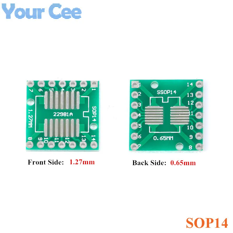 

50pcs Adapter Plate SOP14 SSOP14 TSSOP14 To DIP14 Pinboard SMD 2.54mm Pin Pitch PCB Integrated Circuits