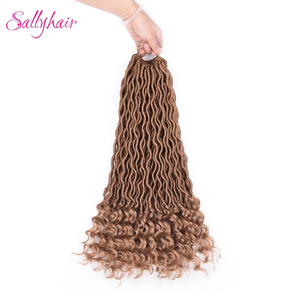 Sallyhair 24 пряди/упаковка Faux locs вьющиеся плетеные пряди волосы удлиняющие синтетические мягкие покраска методом Омбре плетение волос свободный конец