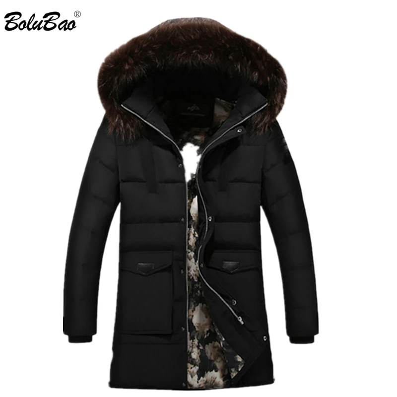 

BOLUBAO Men Fashion Parkas Winter Thick Warm Men's Jacket Coats Casual Hooded Long Outwears Collar Male