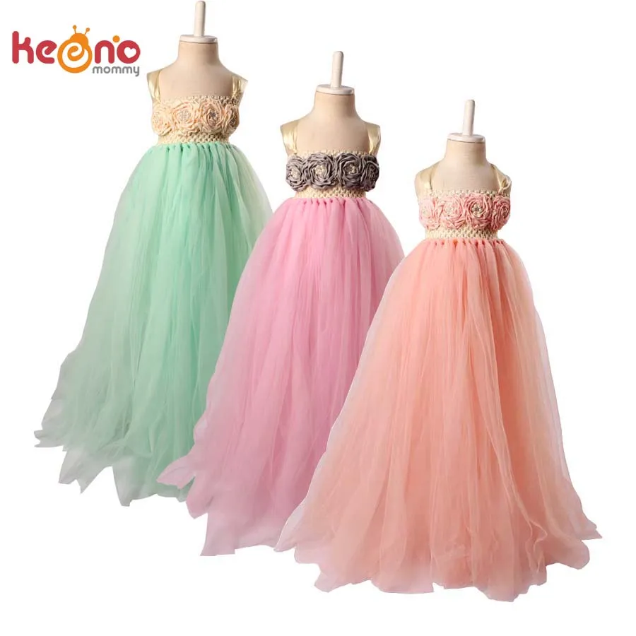 

Keenomommy Ivory Peach Flower Girls Dress Birthday Party Wedding Bridesmaid Tutu Dress Princess Baby Kids Dress TS074