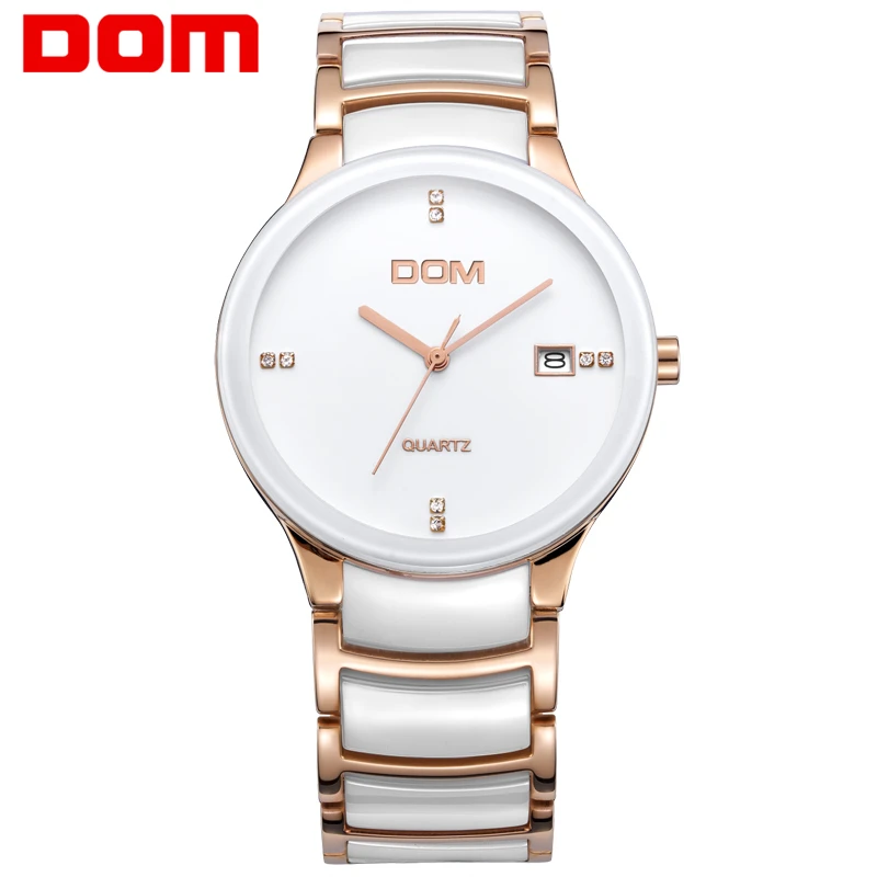 DOM mužů Hodinky Vintage keramické diamantové hodinky luxusní značky hodinky quartz příležitostné plné oceli pánské sportovní hodinky T-729
