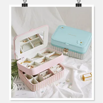 

free shipping new style Jewelry Box Portable Storage Organizer Zipper Portable Women Display Travel Case earrings necklace rings