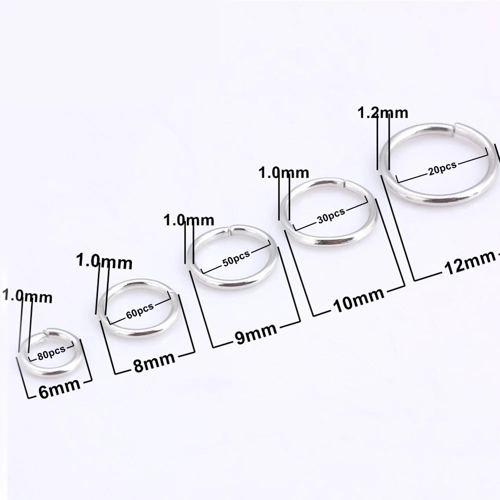

OlingArt 240pcs/lot Dia 1.0MM Rhodium plating Jump Ring 6mm/8mm/9mm/10mm/12mm link loop Mixed size DIY Jewelry making Connector