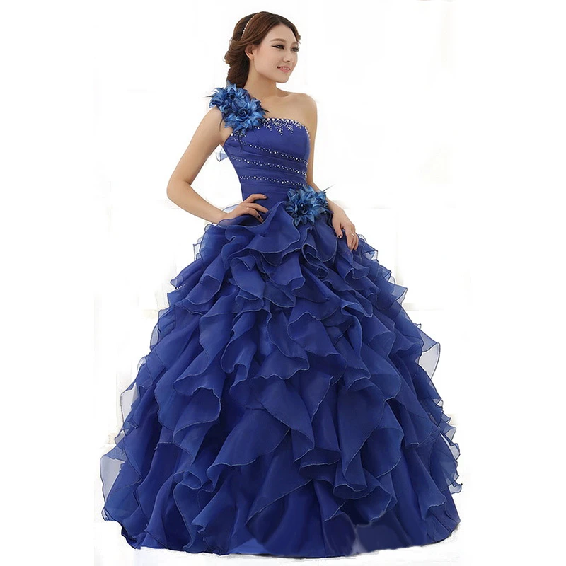 Marque Nouveau Pas Cher 2017 Quinceanera Robes Pour 13 14 15 16 17 18 Ans De Bal Robe De Soiree De Mariage Robe De Mariee Une Epaule Aliexpress