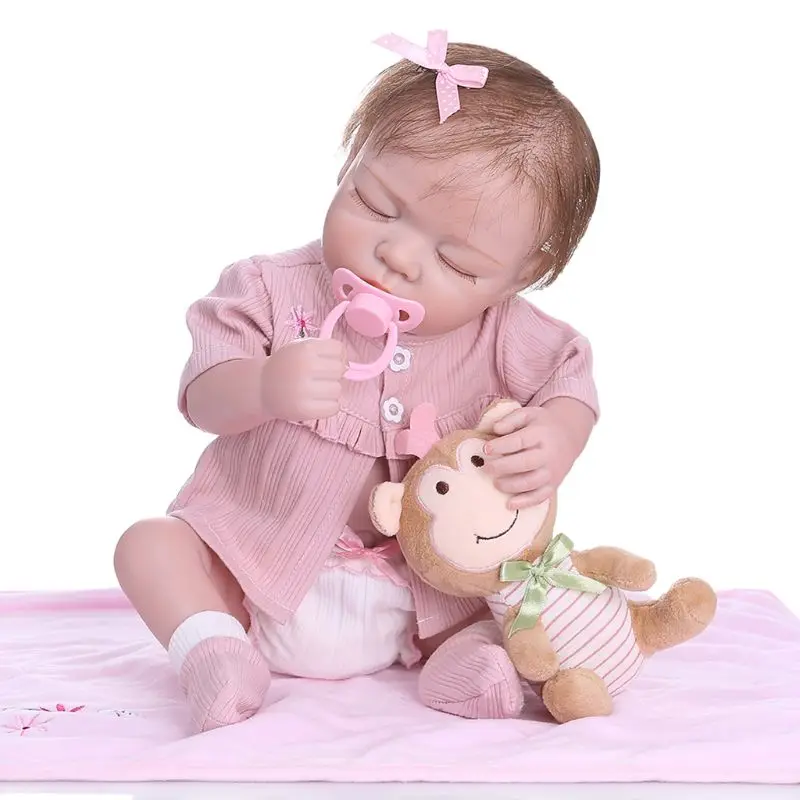 

48cm Reborn Doll Realistic Full Soft Silicone Vinyl Newborn Sleeping Babies Monkey Toy Clothes Lifelike Handmade Gift