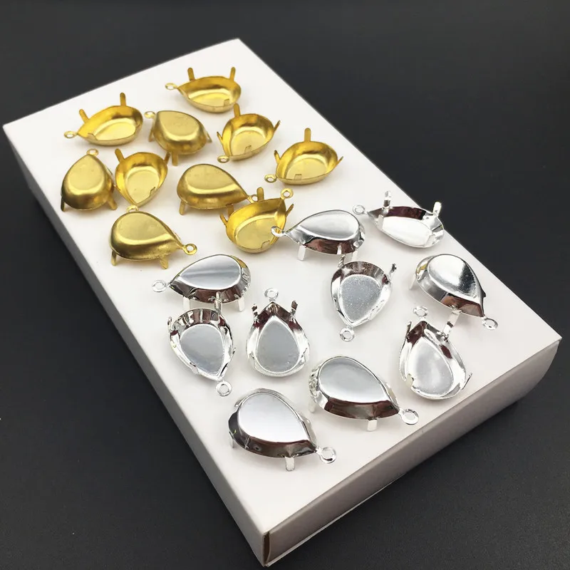 

One Loop Golden/Silver Color Metal Claw Setting for Teardrop Droplet Glass Crystal Rhinestone 10x14mm 13x18mm