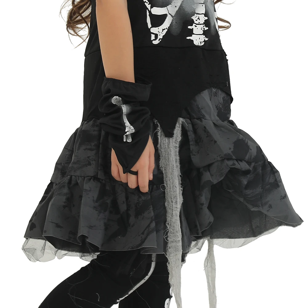 Eraspooky костюм на Хэллоуин для детей, страшный скелет, зомби, платье для девочек, призрак, Детский карнавальный костюм, вечерние головной убор для косплея, нарядное платье