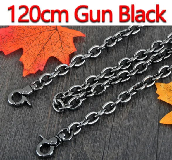 DIY 9mm Gold, Silver, Gun Black O Shape Chains Replacement Shoulder Bag Straps for Small Handbags Belts Handles - Цвет: 120cm Gun Black