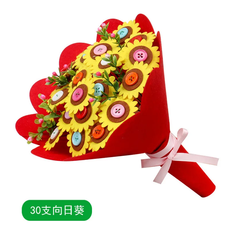 Greatest  23cm Button Flower Arts Crafts Toys For Children DIY Handicrafts Felt Toy Girl Gift Kits Kindergart