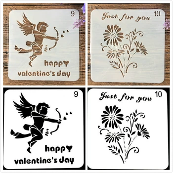 

2Pcs/Lot 13cm Flower Happy Valentine DIY Craft Layering Stencils Painting Scrapbooking Stamping Embossing Album Paper Template