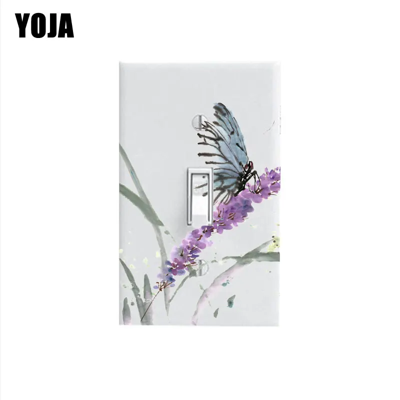 YOJA Butterflies And Purple Flowers Beautiful Switch Wall Sticker Magical Room Decor Wonderful 8SS0402 | Дом и сад