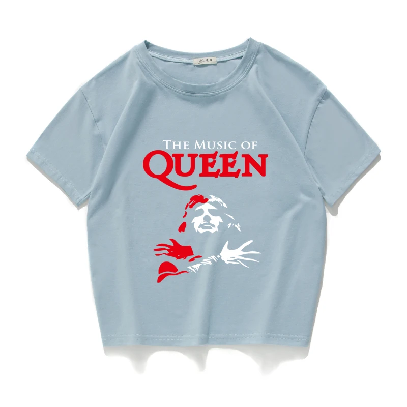 Блестящая рок-группа футболка с надписью Queen shirt femme хлопковая уличная футболка Фредди Меркурий женские топы хипстерский укороченный топ Женская одежда