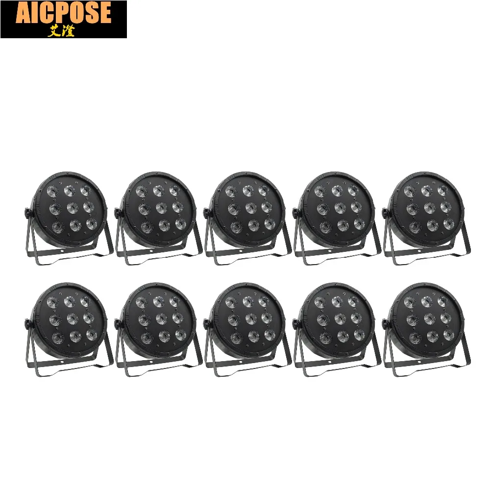 10 шт./лот 9x12 Вт плоский светодиодный прожектор 9*12 RGBW 4в1 Par DMX512 контроль дискотека