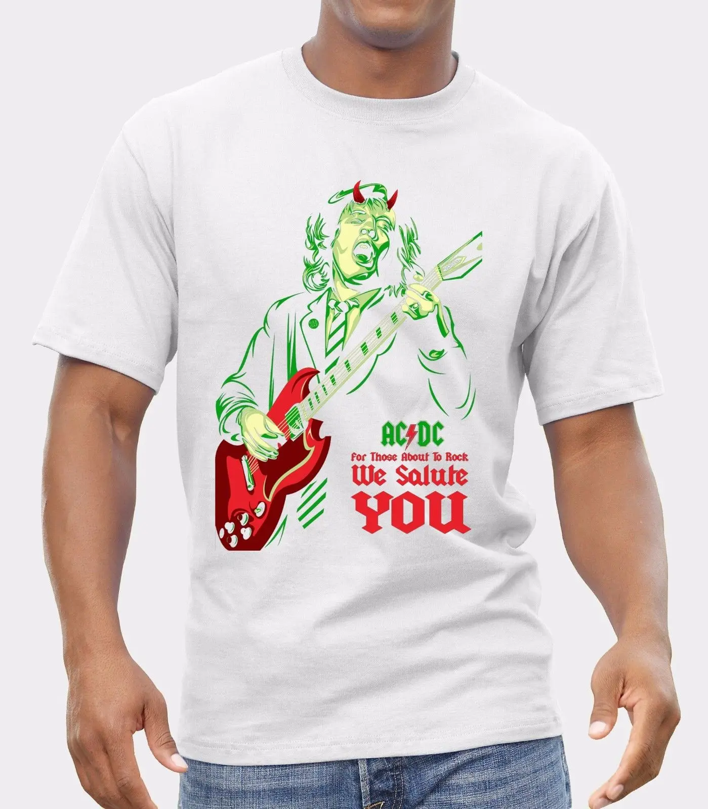 AC/DC Rock band Logo T-shirt Men Shirt print by EPSON Loose Clothes |