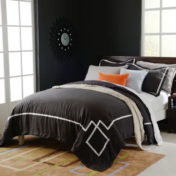 

Washed 100% linen bedding set with satin ribbon including 1 duvet cover and 2 pillow sham
