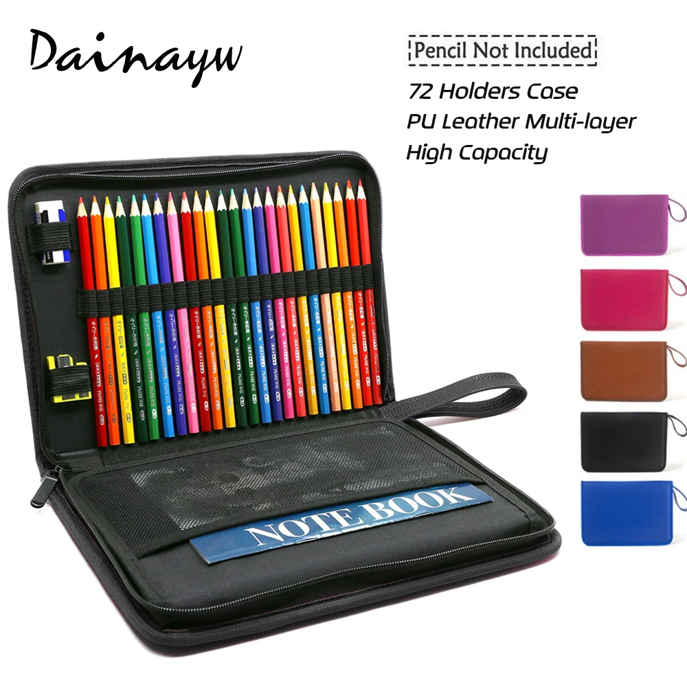 

High Quality 72 Holder PU Leather Multi-layer School Pencils Case Large Capacity Pencil Bag Pouch Brush Pocket For Art Supplies