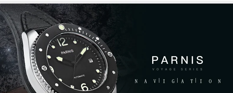 Parnis, 43 мм, мужские часы, механические, повседневные, вращающиеся, с керамическим ободком, для спорта, дайвер, автоматические часы Miyota 8215, для мужчин, подарок для мужчин