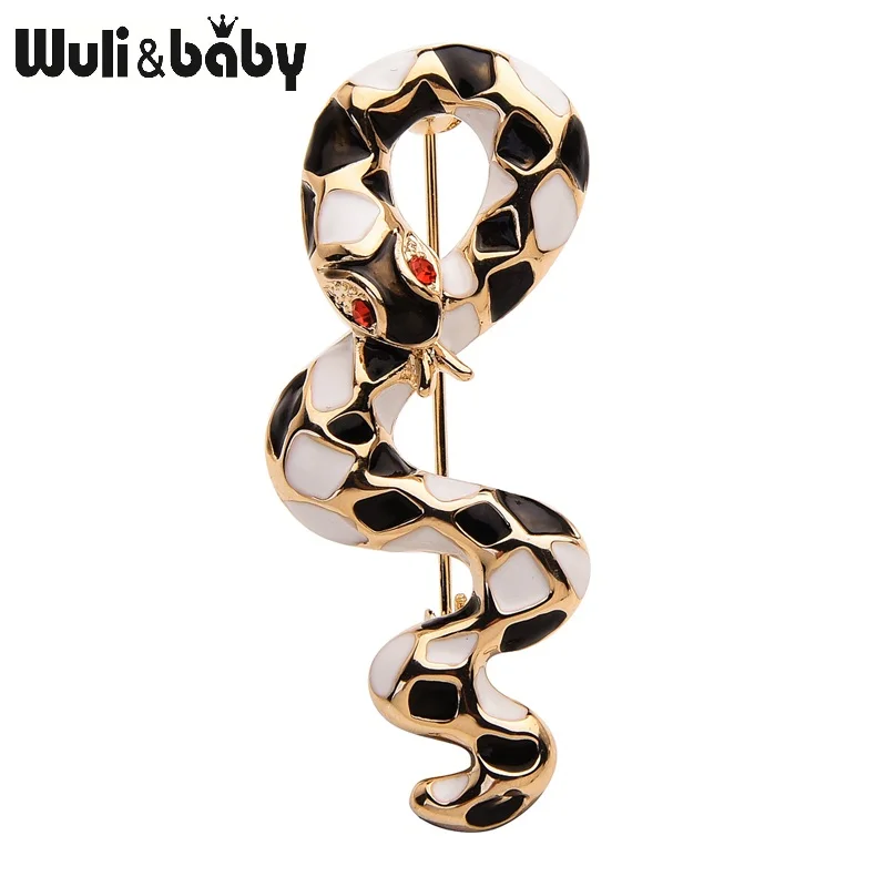 

Wuli&baby Black And Brown Snake Brooches Women Men's Alloy Animal Party Banquet Brooches Women's Bag Accessories