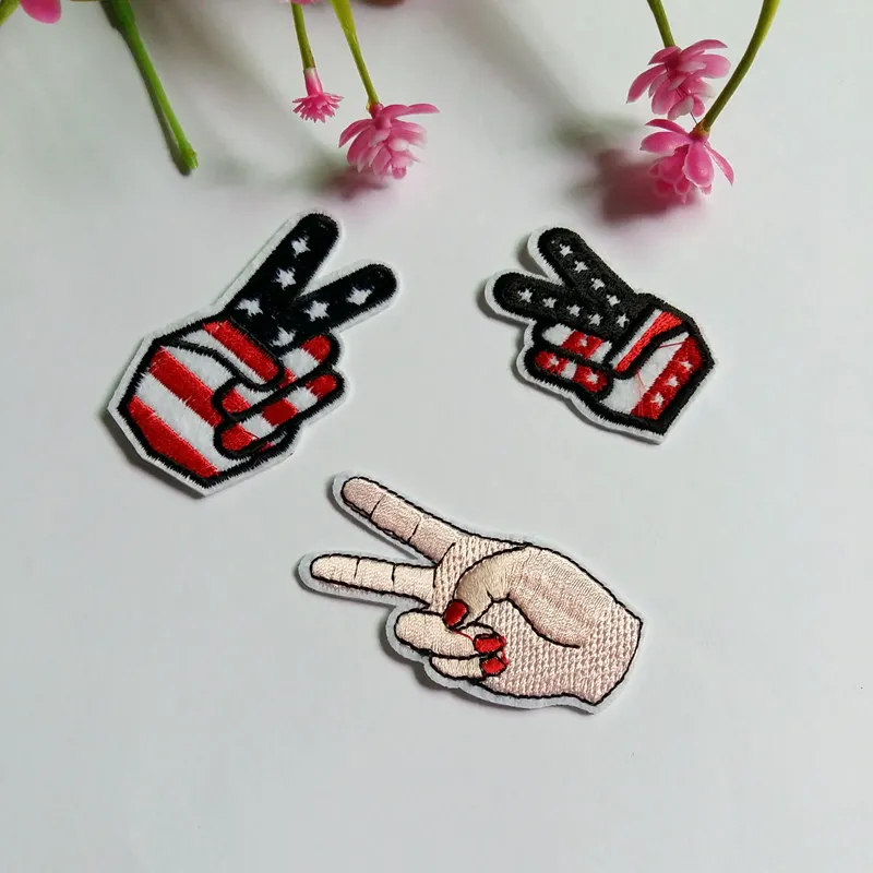 

3 PCS "hand" shaped Patchs Set Food Cheap Embroidered Cute Patches Kids Iron On Cartoon Patches For Clothes Stickers