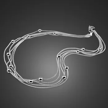 

Fashion silver pendant jewelry woman 925 sterling silver multi-level snake chain beautiful Charm lady evening dress necklace