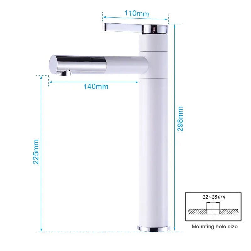 Смеситель для ванной комнаты с поворотным носиком на 360 °, белый кран для раковины на бортике, смеситель для раковины