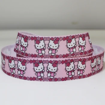 

50yards 7/8" 1" 1.5" 2" 3" 22mm 25mm 38mm 50mm 75mm flower kitty printed grosgrain ribbon for headband hair bow hair tie