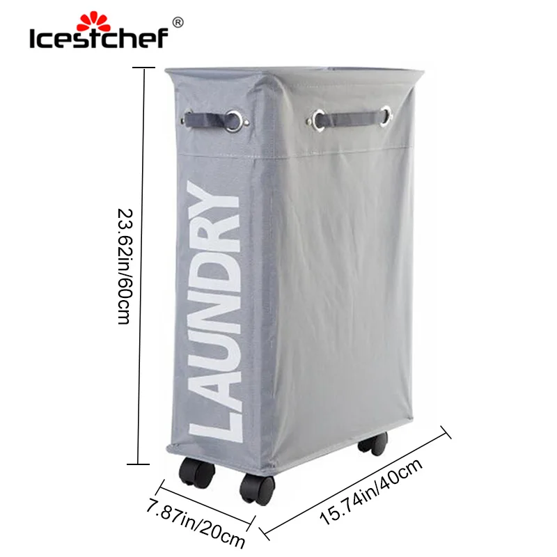 ICESTCHEF طوي سلة الغسيل مع عجلات الملابس القذرة سلة صندوق تخزين أكسفورد تخزين ملابس المنظم مع عجلة ICESTCHEF طوي سلة الغسيل مع عجلات الملابس القذرة سلة صندوق تخزين أكسفورد تخزين ملابس المنظم مع عجلة