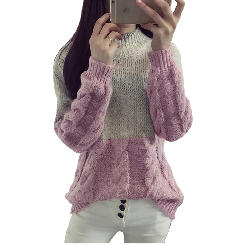 

2017 Sleeve women's sweater Loose Knit sweaters Blanche New Winter Woman Clothing And Pullovers Vestidos MMY16852