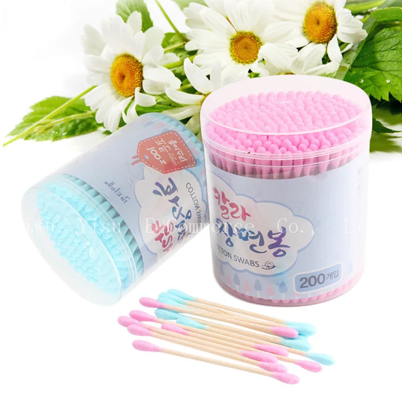 Hot 200pcs/lot Disposable Double Head Cotton Swab 2lot Soft Safe