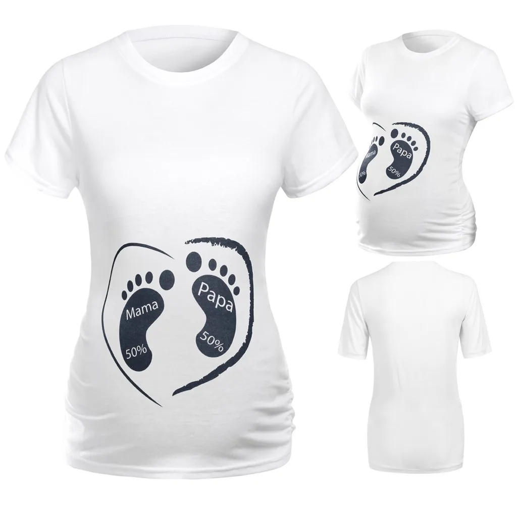 

Women Maternity Short Sleeve Cartoon Print Tops Pregnancy Clothes Pregnant women short-sleeved O-neck T-shirt HOOLER