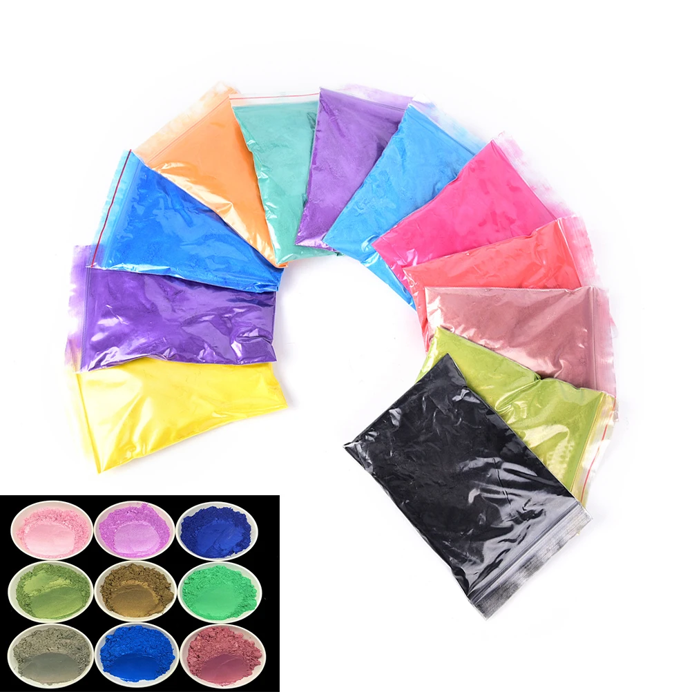 

50g/Pack Healthy Natural Mineral Mica Powder DIY For Soap Dye Soap Colorant Makeup Eyeshadow DIY Soap Powder 12 Colors