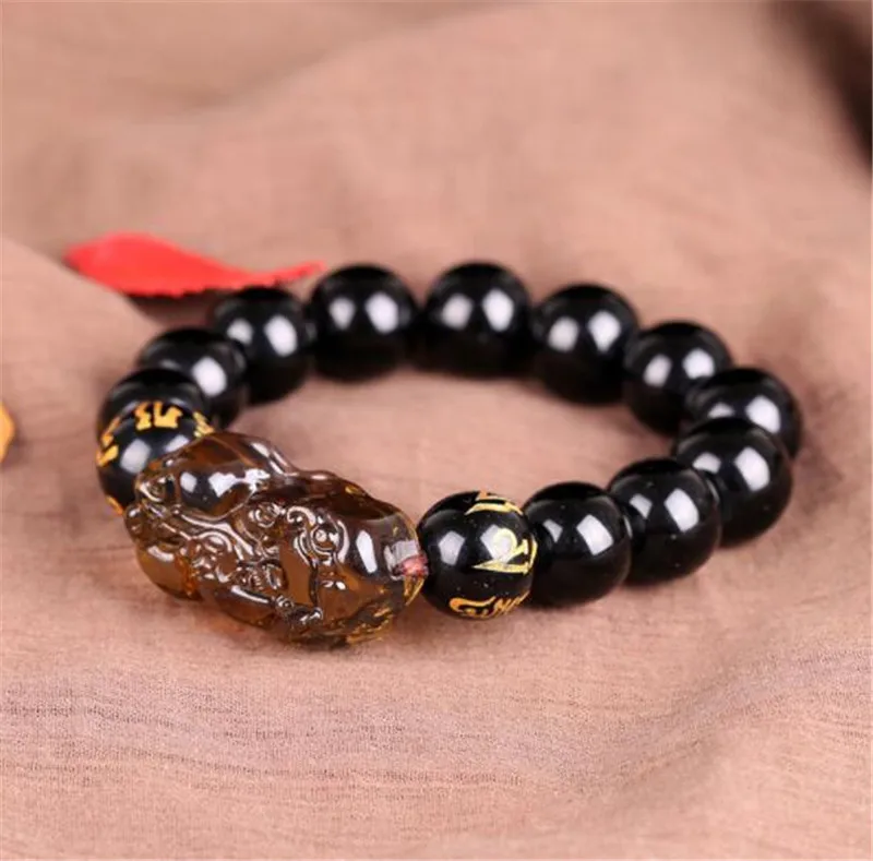 

Finance mo xiu hand chain to attract wealth and ward off evil ice species obsidian double head PI xiu jewelry bracelet