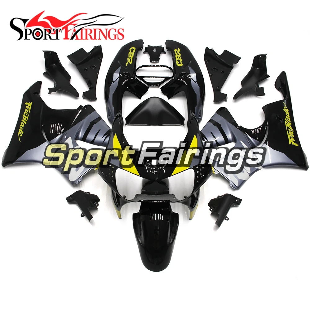 ABS Пластик мотоцикл Полный обтекатели для Honda CBR900RR 919 98 99 1998 1999 серебристый, Черный Желтый обтекателя Наборы кузовов капоты