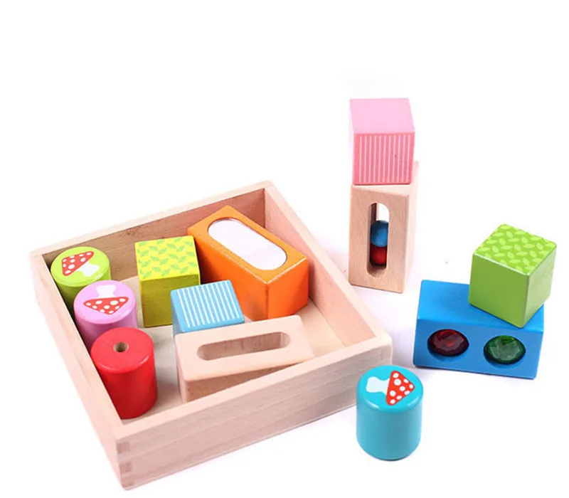 Новые деревянные детские игрушки цветные строительные блоки детские развивающие игрушки