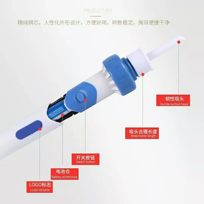 Портативный пылесос для чистки ушей, электронная очистка ушного воска, удаляет ушной воск, очиститель для ушных ушек, предотвращающий очистку ушей, инструменты для ухода