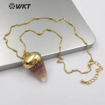 

WT-JN094 Natural Coral Fossils Necklace Horn Shape Coral With Gold Capped Pendant Women Boho Necklace Jewelry Brithday Gift For