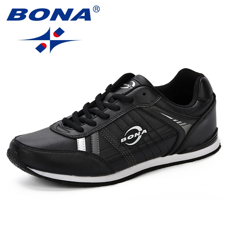 Tanie BONA jesień skórzane buty sportowe młodzieży mężczyźni Trendy wygodne buty do biegania koreańska wersja męska na zewnątrz buty do biegania buty