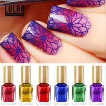 LULAA 1 бутылка 6 мл стемпинг ногтей покрытие лак красочный дизайн ногтей пластины печать Лак 12 цветов