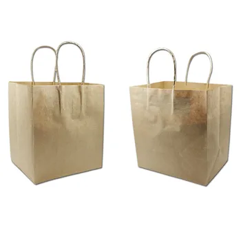 

DHL 100pcs/lot Brown Birthday Party Gift Package Kraft Paper Wrapping Bag Gift Craft Packaging Bag With Handle Supplies