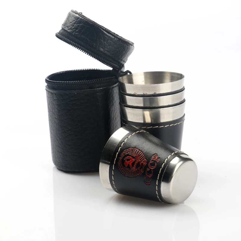 Set of 4 1 ounce Stainless Steel Shot Cups Drinking Outdoor Picnic