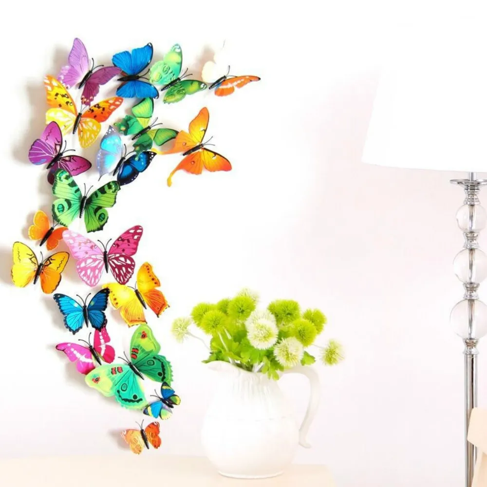 12 шт./компл. ПВХ 3D DIY бабочки настенные наклейки домашний декор постер для кухни