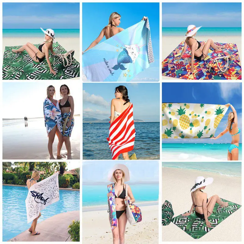 Quick сухое пляжное купальное полотенце с принтом, оригинальное пляжное полотенце без песка для летнего плавания на открытом воздухе