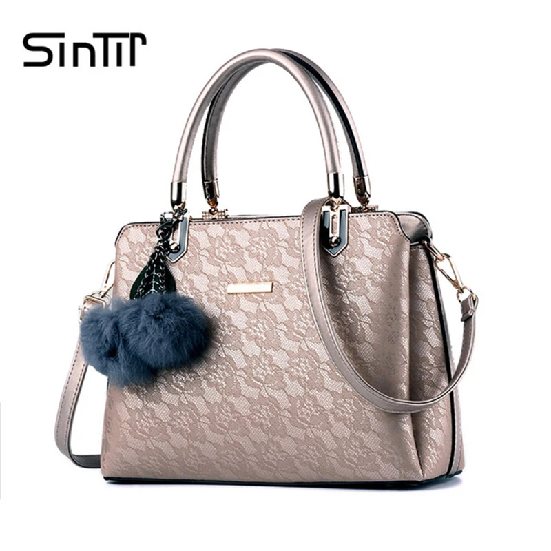 

SINTIR Designer Fur Women Shoulder Messenger Bag Flower Printing Women Handbag High Quality PU Leather Sweet Tote Bag Bolsa