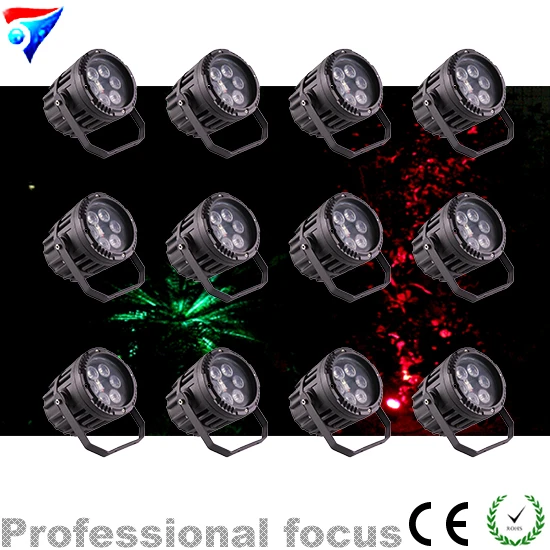 

Free Shipping 12pcs/Lot Mini Outdoor Use 6*3W RGB 3in1 Waterproof IP65 LED Par Cans Remote control LED PAR Light