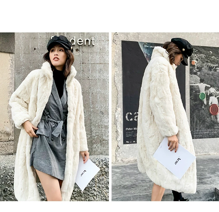 OFTBUY натуральным лисьим мехом пальто зимняя куртка Для женщин из натурального кроличьего меха с длинным пальто со стоячим воротником уличная Теплая верхняя одежда