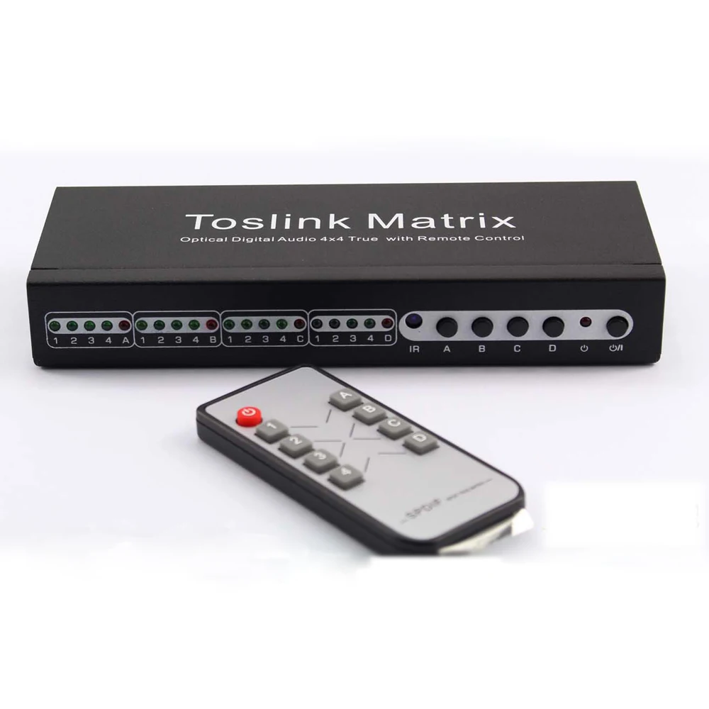 

TOSLINK Matrix 4 In 4 Out SPDIF 5.1 Digital Audio Optical 4x4 True Matrix Switch Switcher Splitter video converter with Remote