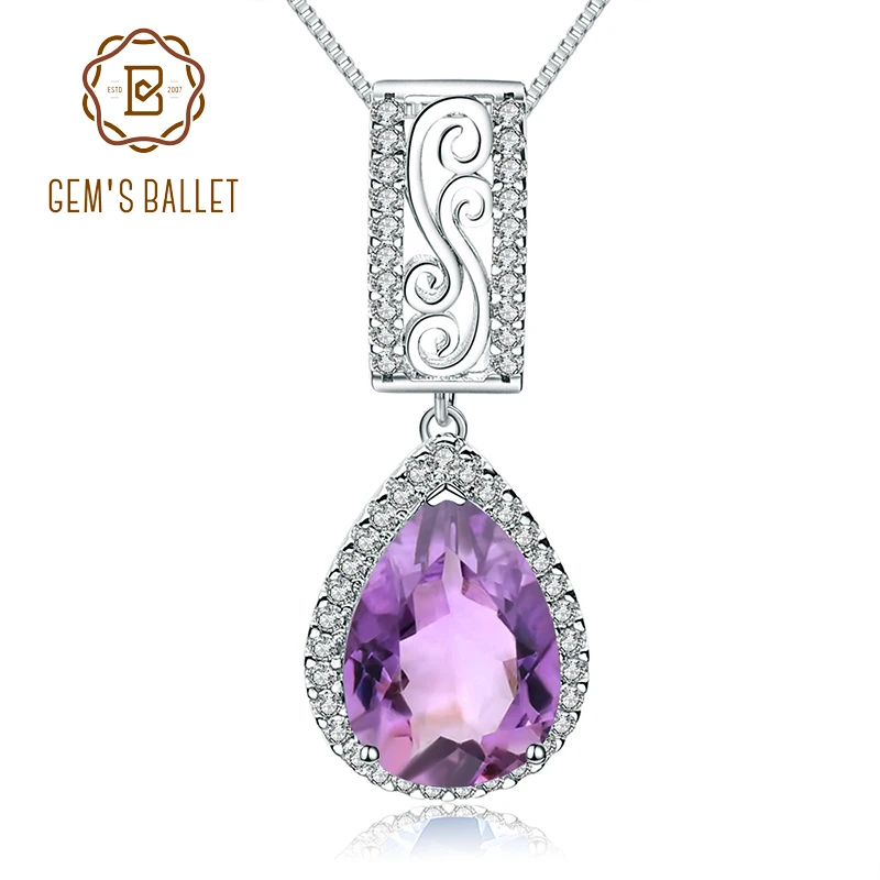 Женский кулон с натуральным аметистом GEM'S ювелирное изделие из стерлингового