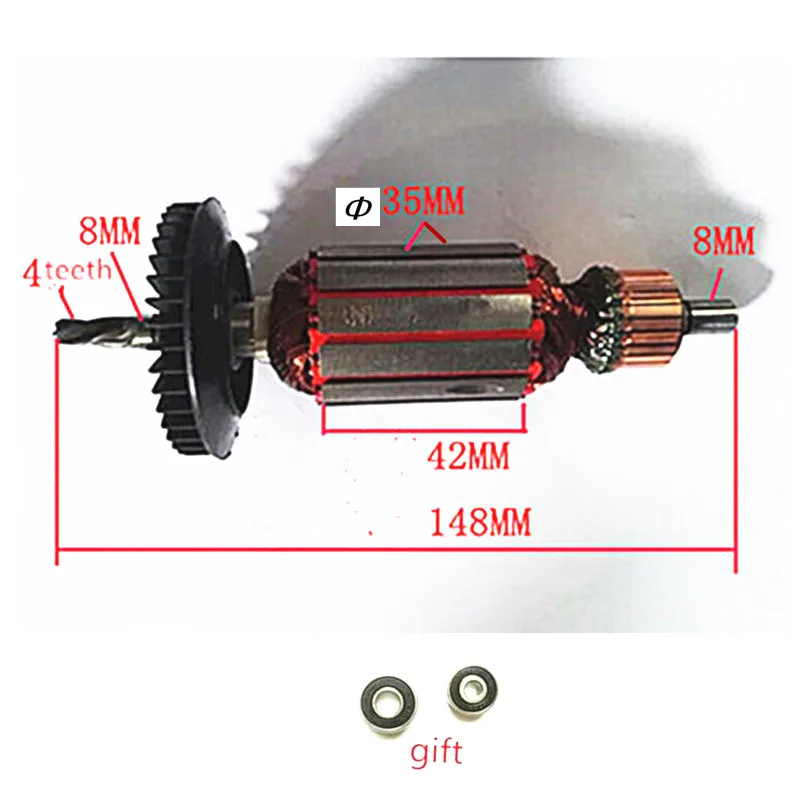 Арматурный роторный двигатель 4 зубья Замена для Bosch GSB16 GSB16RE CSB550RE якорь 220-240 В - Цвет: 148 MM  A